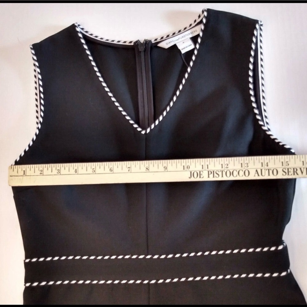 Diane Von Furstenberg Black Dress with White Trim - Picture 6 of 8